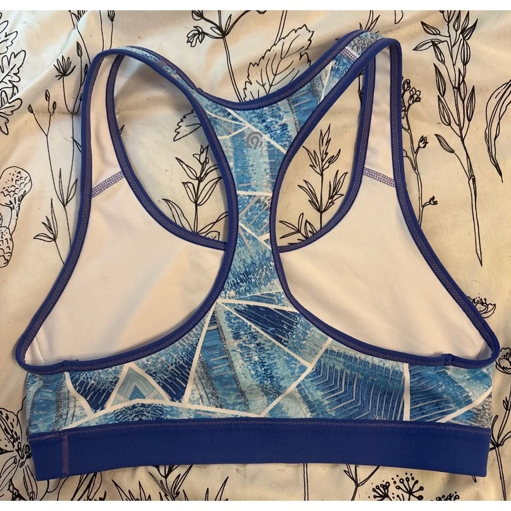 C9 by Champion Abstract Blue Print PowerCore Sports Bra, Size Large‎